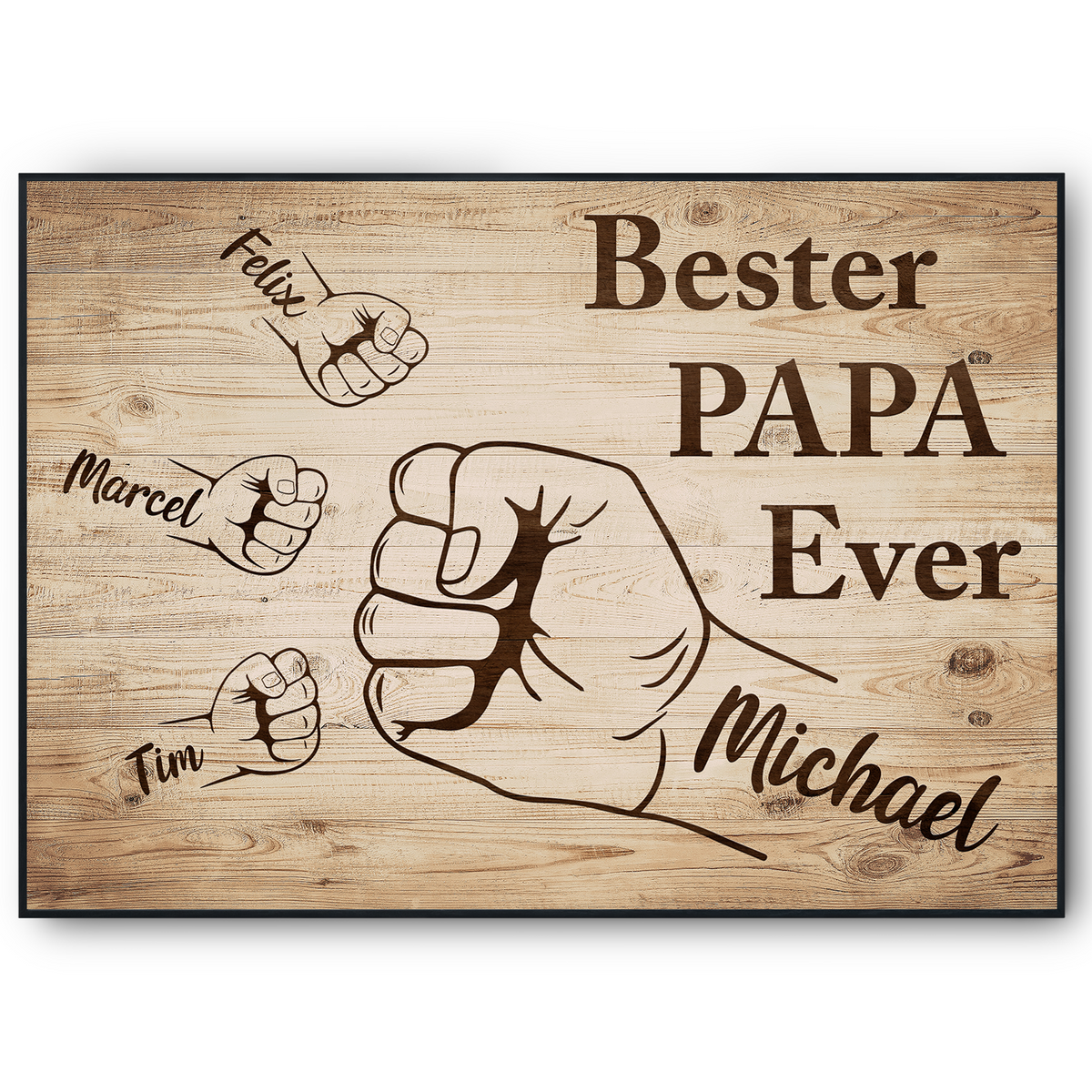 Bester Papa Geschenk personalisiert | Vater Geburtstag Papa Familienbild | Vatertag personalisiertes Geschenk Papa Kinder