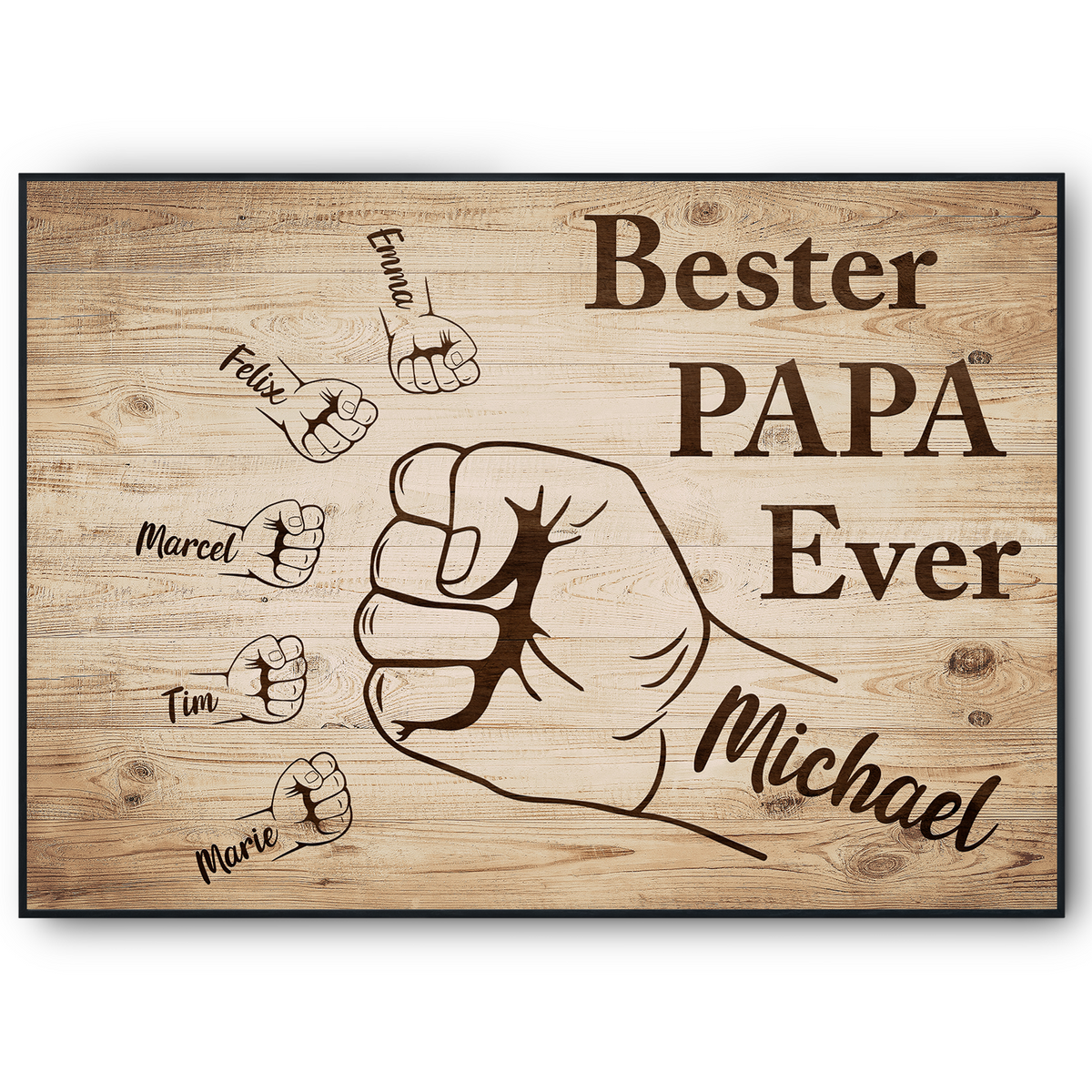 Bester Papa Geschenk personalisiert | Vater Geburtstag Papa Familienbild | Vatertag personalisiertes Geschenk Papa Kinder