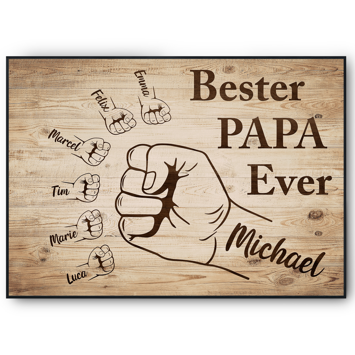 Bester Papa Geschenk personalisiert | Vater Geburtstag Papa Familienbild | Vatertag personalisiertes Geschenk Papa Kinder