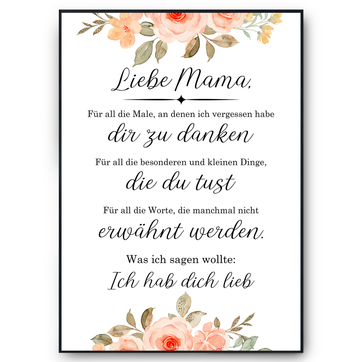 Mama Danksagung Kunstdruck Poster Muttertag Geschenk Dankeschön Beste Mutter Wandbild Mama Geburtstag Weihnachten