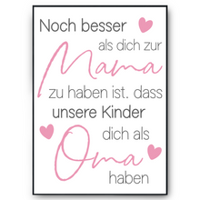 Laden Sie das Bild in den Galerie-Viewer, Mama Oma Poster DIN A4 Kunstdruck Danksagung Muttertag Geschenk Beste Mutter Großmutter Wandbild
