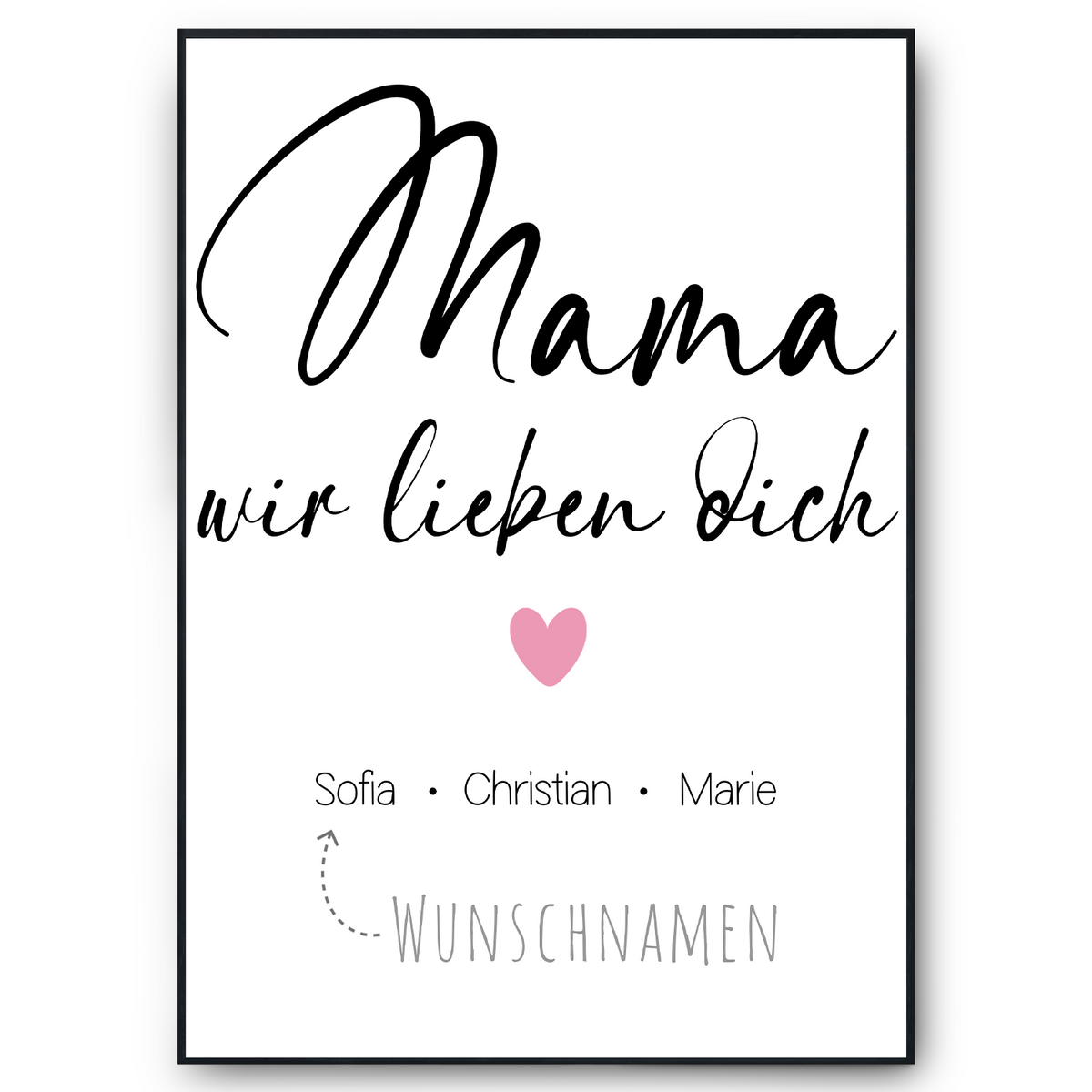 Mama wir lieben dich DIN A4 Poster personalisierbar Kunstdruck Muttertag Geschenk Mutter Wandbild