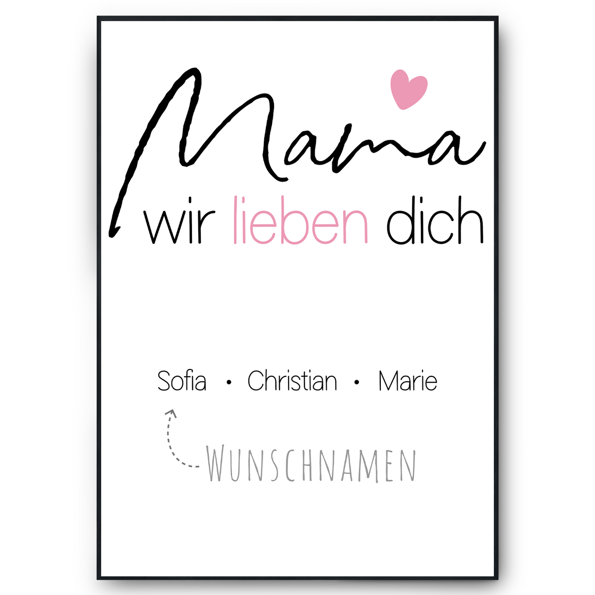 Mama Poster personalisierbar Familienmitglieder DIN A4 Kunstdruck Muttertag Geschenk Danksagung Beste Mutter Wandbild