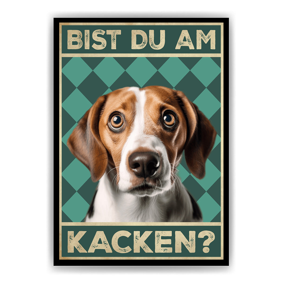 Beagle - Bist du am Kacken? Hunde Poster Badezimmer Gästebad Wandbild Klo Toilette Dekoration Lustiges Gäste-WC Bild DIN A4