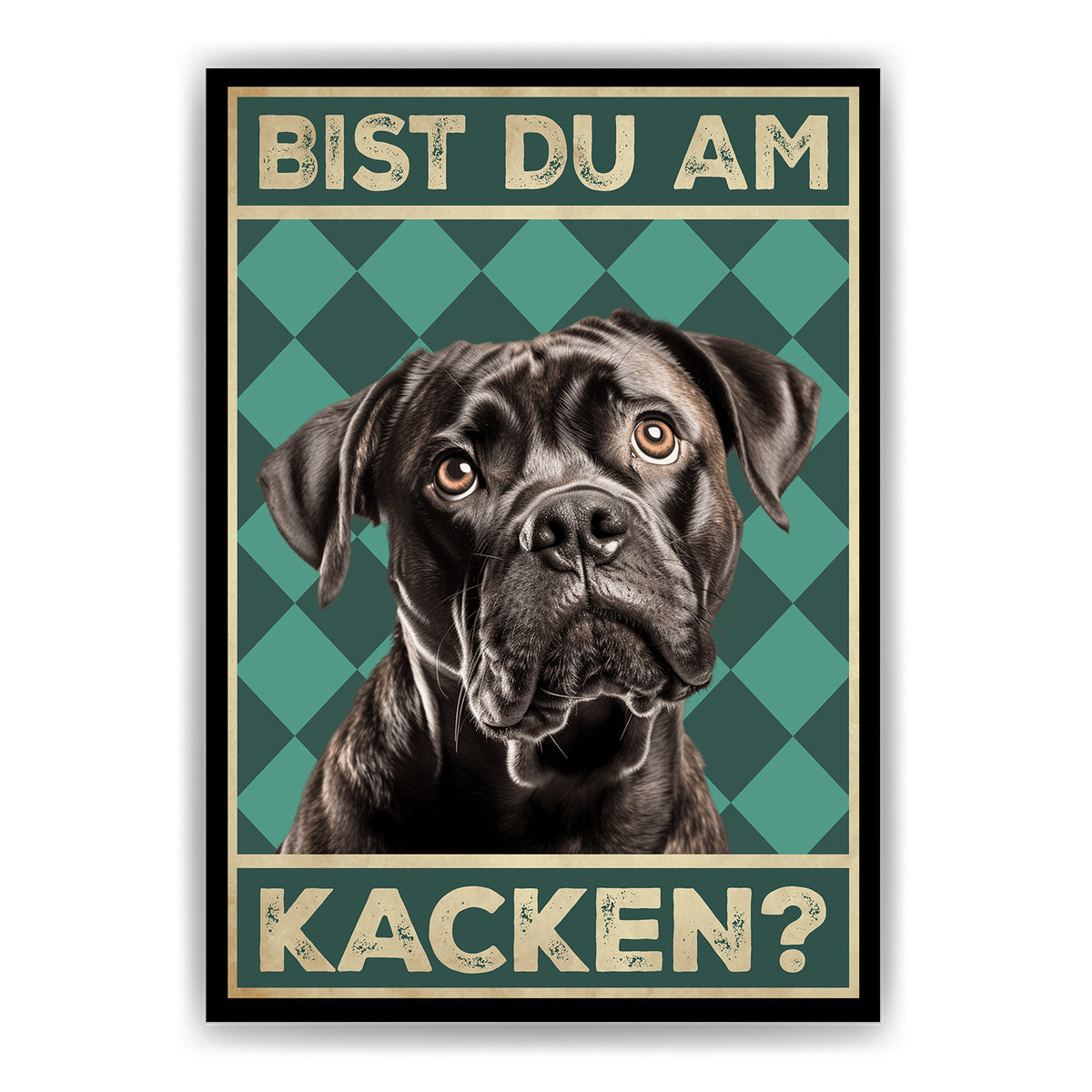 Cane Corso - Bist du am Kacken? Hunde Poster Badezimmer Gästebad Wandbild Klo Toilette Dekoration Lustiges Gäste-WC Bild DIN A4