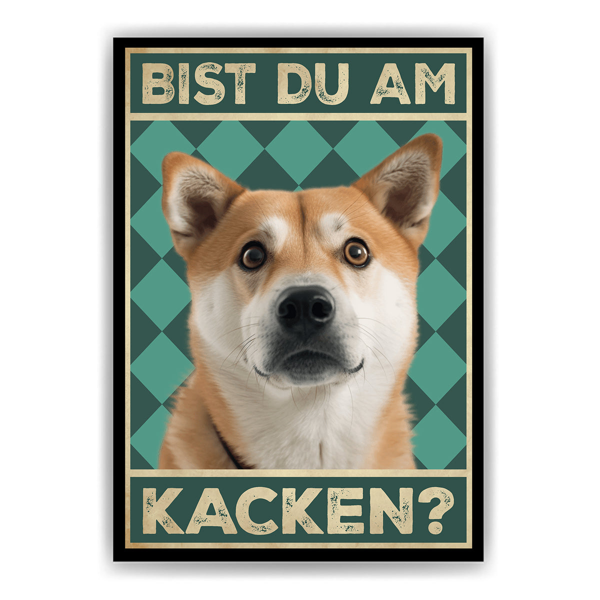 Akita Inu - Bist du am Kacken? Hunde Poster Badezimmer Gästebad Wandbild Klo Toilette Dekoration Lustiges Gäste-WC Bild DIN A4