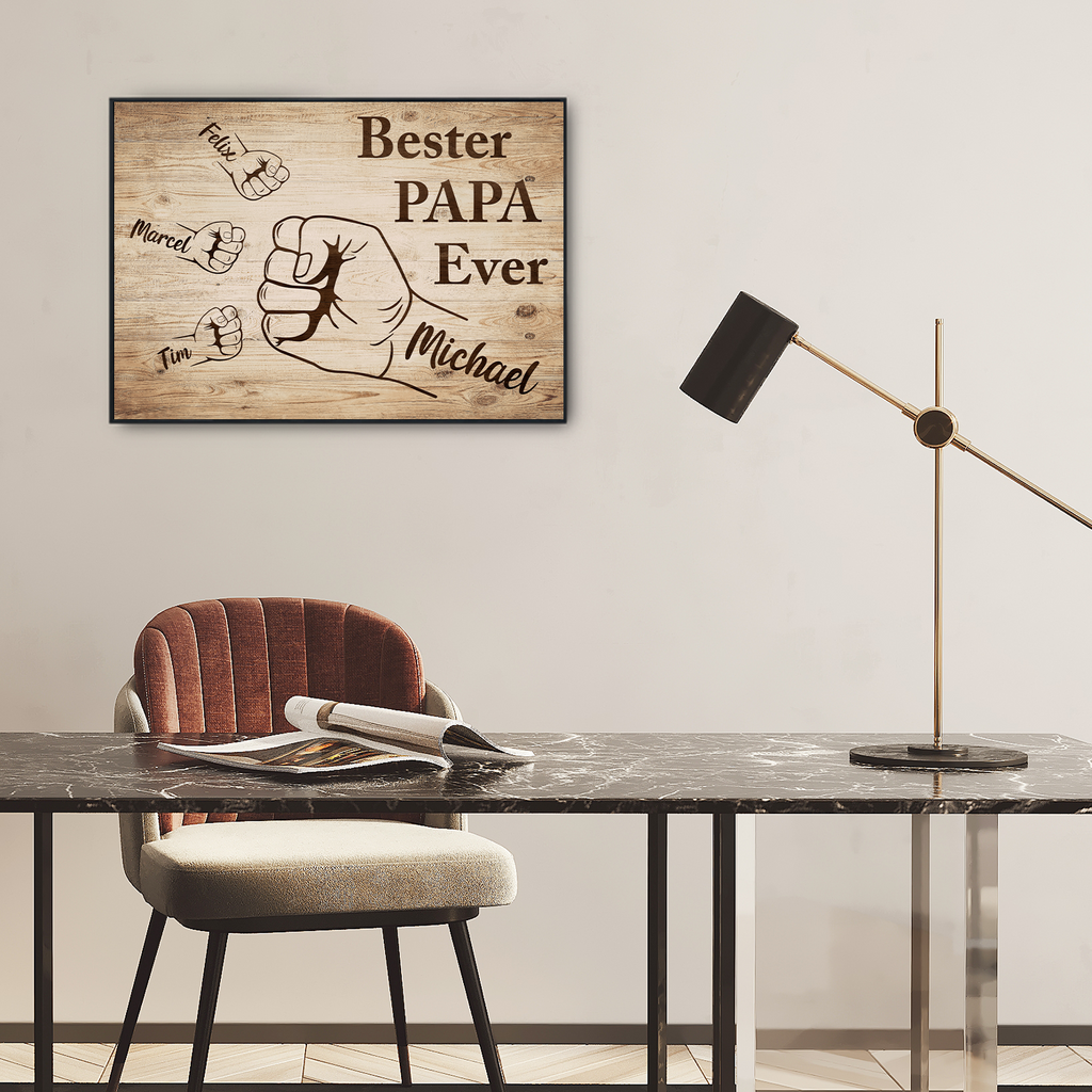 Bester Papa Geschenk personalisiert | Vater Geburtstag Papa Familienbild | Vatertag personalisiertes Geschenk Papa Kinder
