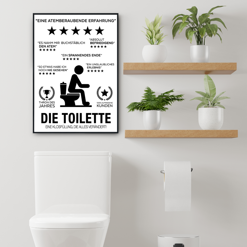 Toilette Poster Badezimmer Lustig Wandbild Gäste WC Deko Bad Wanddeko Klo witzige Sprüche Kunstdruck Dekoration Humor