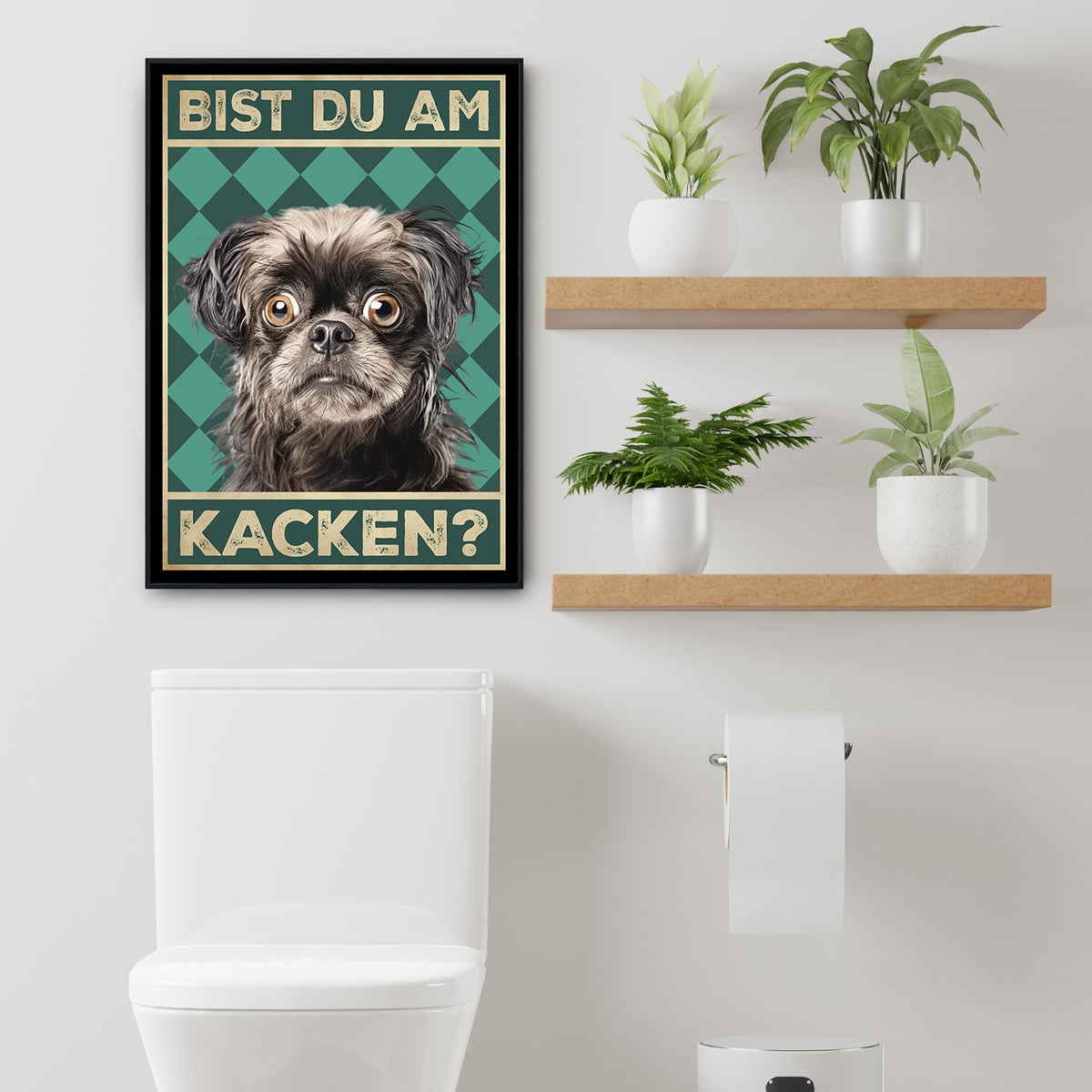 Bolonka Zwetna - Bist du am Kacken? Hunde Poster Badezimmer Gästebad Wandbild Klo Toilette Dekoration Lustiges Gäste-WC Bild DIN A4