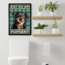 Laden Sie das Bild in den Galerie-Viewer, Hovawart - Bist du am Pupsen? Hunde Poster Badezimmer Gästebad Wandbild Klo Toilette Dekoration Lustiges Gäste-WC Bild DIN A4
