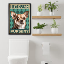 Laden Sie das Bild in den Galerie-Viewer, Chihuahua - Bist du am Pupsen? Hunde Poster Badezimmer Gästebad Wandbild Klo Toilette Dekoration Lustiges Gäste-WC Bild DIN A4
