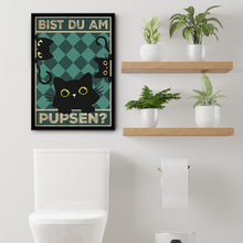 Laden Sie das Bild in den Galerie-Viewer, Bist du am Pupsen? Katzen Poster Badezimmer Gästebad Wandbild Klo Toilette Dekoration Lustiges Gäste-WC Bild DIN A4 - Katzen 04

