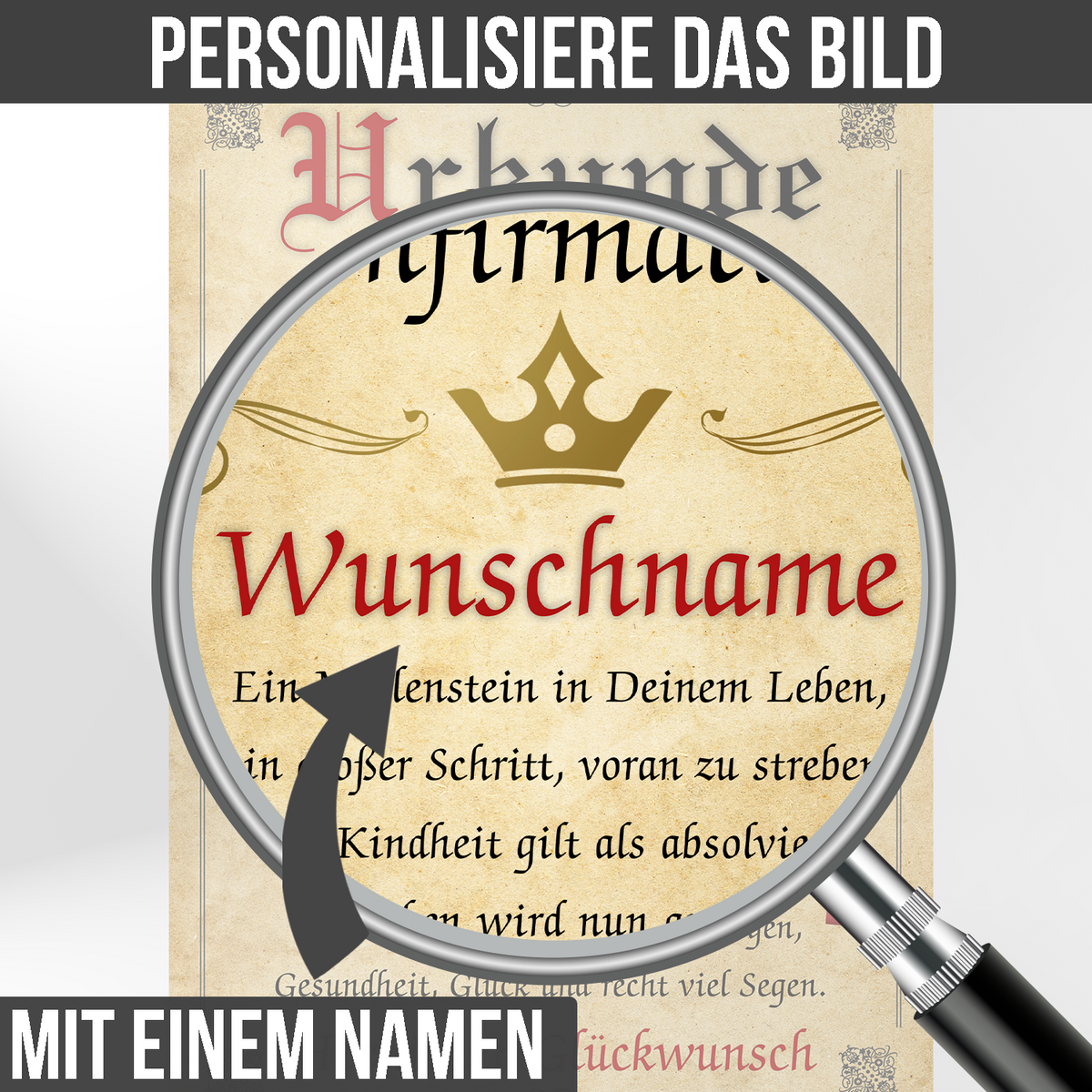 Urkunde zur Konfirmation personalisiert Konfirmationsgeschenk mit Wunschname Karte Konfirmation Deko
