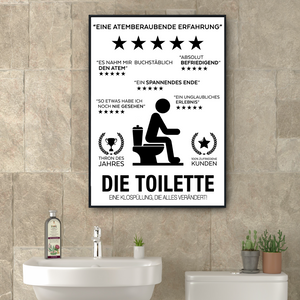 Toilette Poster Badezimmer Lustig Wandbild Gäste WC Deko Bad Wanddeko Klo witzige Sprüche Kunstdruck Dekoration Humor