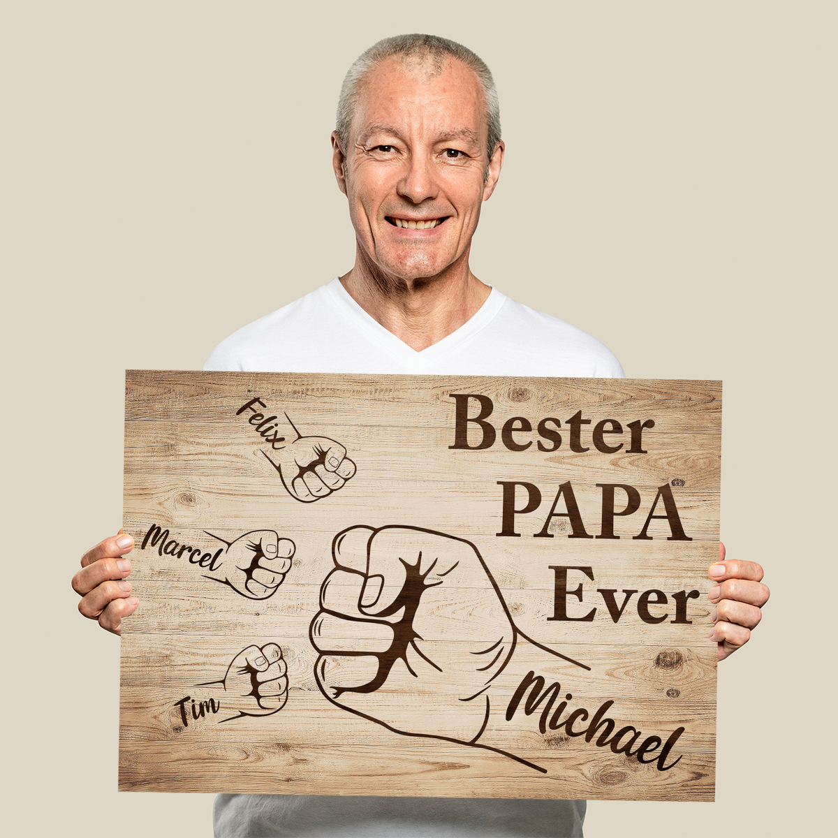Bester Papa Geschenk personalisiert | Vater Geburtstag Papa Familienbild | Vatertag personalisiertes Geschenk Papa Kinder