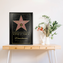 Laden Sie das Bild in den Galerie-Viewer, Personalisierte Hollywood Stern Urkunde | Walk of Fame personalisiertes Geschenk Geburtstag Männer Frauen Anerkennung Wertschätzung Andenken
