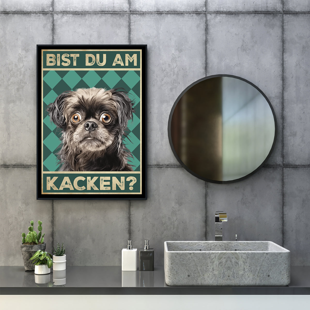 Bolonka Zwetna - Bist du am Kacken? Hunde Poster Badezimmer Gästebad Wandbild Klo Toilette Dekoration Lustiges Gäste-WC Bild DIN A4