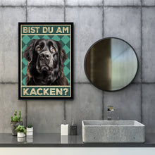 Laden Sie das Bild in den Galerie-Viewer, Neufundländer - Bist du am Kacken? Hunde Poster Badezimmer Gästebad Wandbild Klo Toilette Dekoration Lustiges Gäste-WC Bild DIN A4

