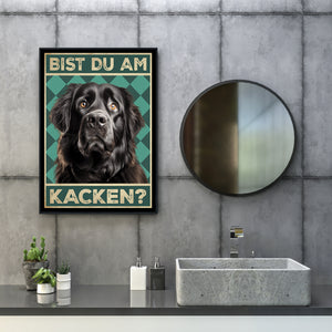 Neufundländer - Bist du am Kacken? Hunde Poster Badezimmer Gästebad Wandbild Klo Toilette Dekoration Lustiges Gäste-WC Bild DIN A4