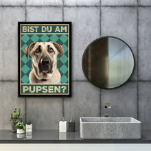 Laden Sie das Bild in den Galerie-Viewer, Kangal - Bist du am Pupsen? Hunde Poster Badezimmer Gästebad Wandbild Klo Toilette Dekoration Lustiges Gäste-WC Bild DIN A4
