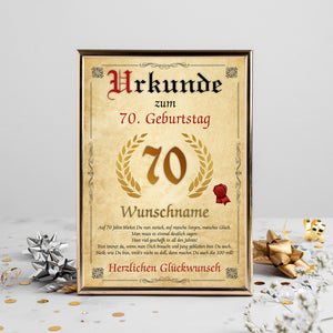 Urkunde zum 70. Geburtstag personalisiertes Geschenk Jahrgang 1954 Geburtstagsurkunde 70 Jahre Geburtstagsgeschenk