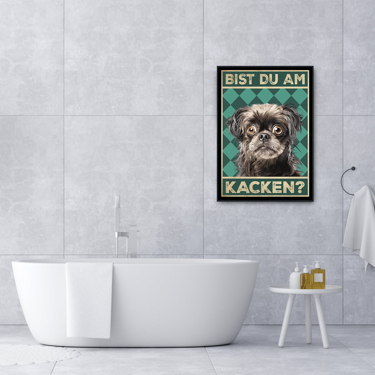 Bolonka Zwetna - Bist du am Kacken? Hunde Poster Badezimmer Gästebad Wandbild Klo Toilette Dekoration Lustiges Gäste-WC Bild DIN A4