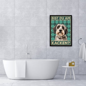 Tibet Terrier - Bist du am Kacken? Hunde Poster Badezimmer Gästebad Wandbild Klo Toilette Dekoration Lustiges Gäste-WC Bild DIN A4