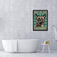 Laden Sie das Bild in den Galerie-Viewer, Malinois - Bist du am Kacken? Hunde Poster Badezimmer Gästebad Wandbild Klo Toilette Dekoration Lustiges Gäste-WC Bild DIN A4
