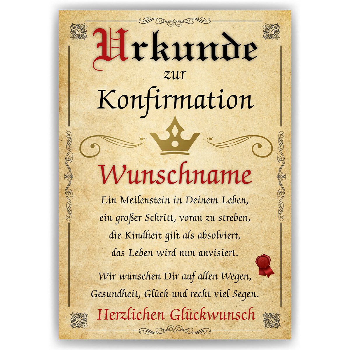 Urkunde zur Konfirmation personalisiert Konfirmationsgeschenk mit Wunschname Karte Konfirmation Deko