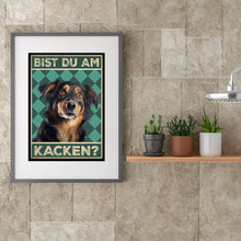 Laden Sie das Bild in den Galerie-Viewer, Hovawart - Bist du am Kacken? Hunde Poster Badezimmer Gästebad Wandbild Klo Toilette Dekoration Lustiges Gäste-WC Bild DIN A4
