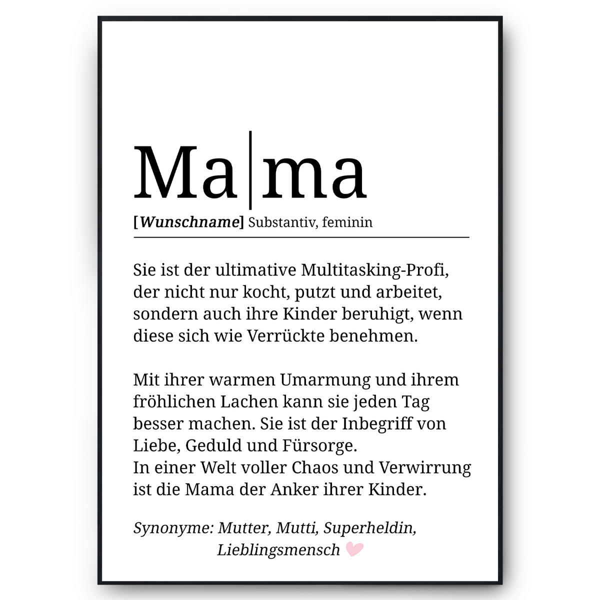 Mama Definition Kunstdruck Poster Personalisierbar Muttertag Geschenk Dankeschön Beste Mutter Poster Wandbild Mama Geburtstag Weihnachten