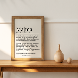 Mama Definition Kunstdruck Poster Personalisierbar Muttertag Geschenk Dankeschön Beste Mutter Poster Wandbild Mama Geburtstag Weihnachten