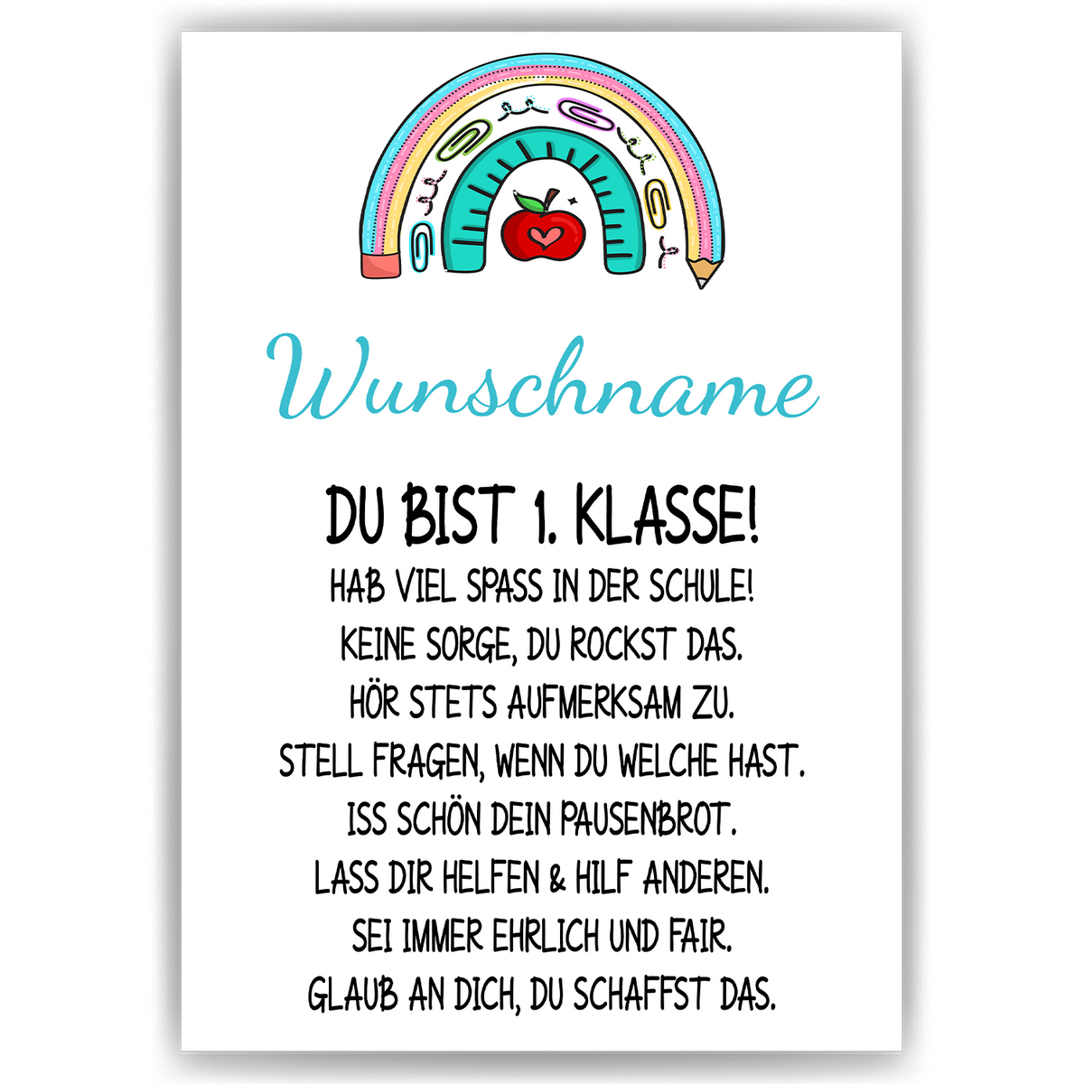 Geschenk Schulanfang Personalisiertes Affirmationsposter Einschulung Mutmacher