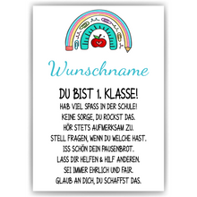 Laden Sie das Bild in den Galerie-Viewer, Geschenk Schulanfang Personalisiertes Affirmationsposter Einschulung Mutmacher
