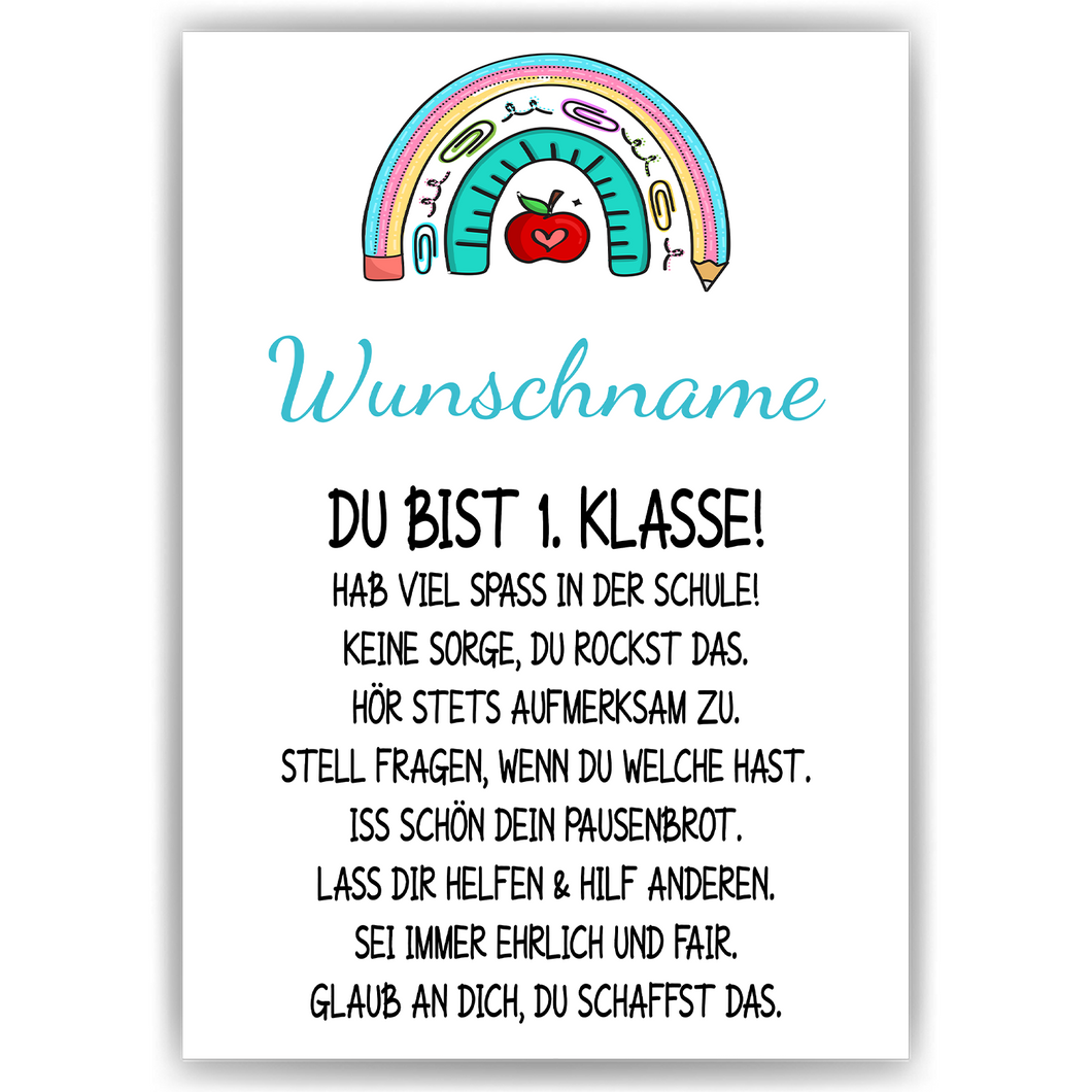 Geschenk Schulanfang Personalisiertes Affirmationsposter Einschulung Mutmacher