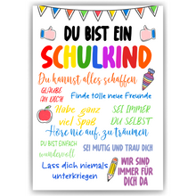 Laden Sie das Bild in den Galerie-Viewer, Schulkind Einschulung Geschenkidee Jungen Mädchen Einschulungsposter Schulanfang
