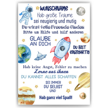 Laden Sie das Bild in den Galerie-Viewer, Affirmationsposter Personalisiertes Geschenk zum Schulanfang positiv
