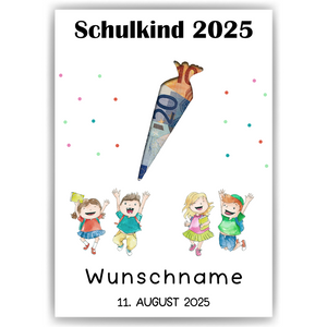 Einschulung Geldgeschenk Personalisiert Karte Schulanfang Schultüte