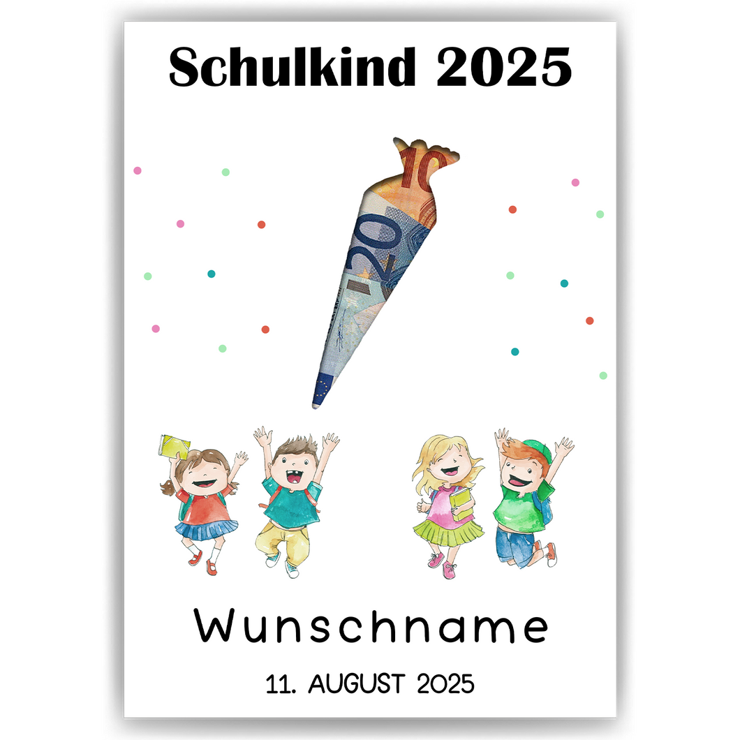 Einschulung Geldgeschenk Personalisiert Karte Schulanfang Schultüte