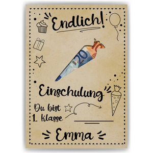 Einschulung Geldgeschenk personalisiert  Schulanfang Geschenk zum Schulstart