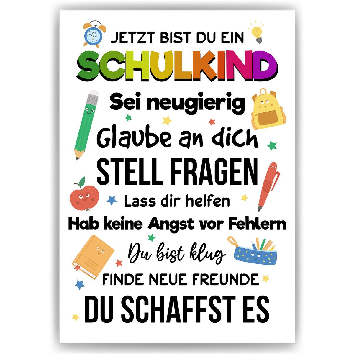 Schulkind Karte Einschulung Glückwunschkarte Schulanfang Erster Schultag