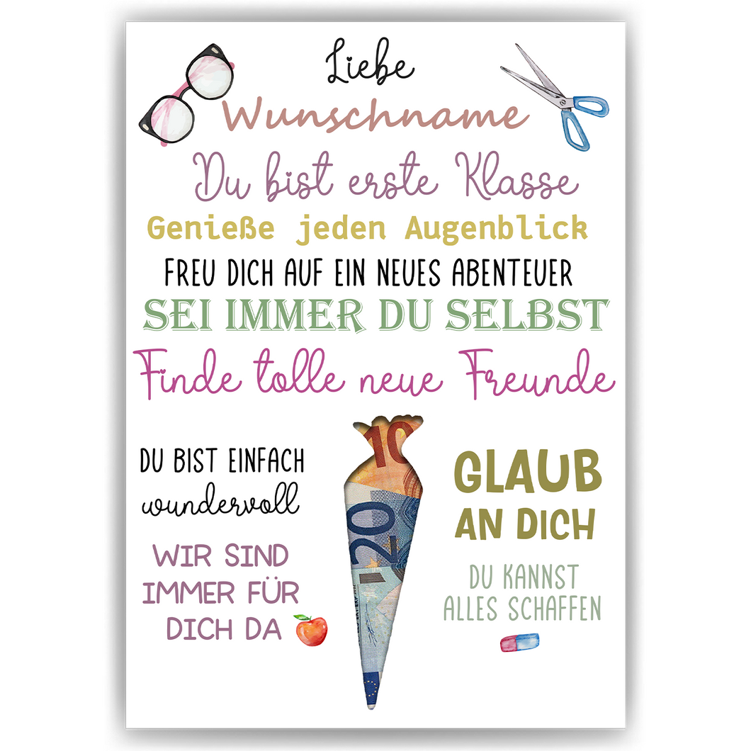 Personalisiertes Geschenk zur Einschulung Mädchen Schulanfang Schultüte