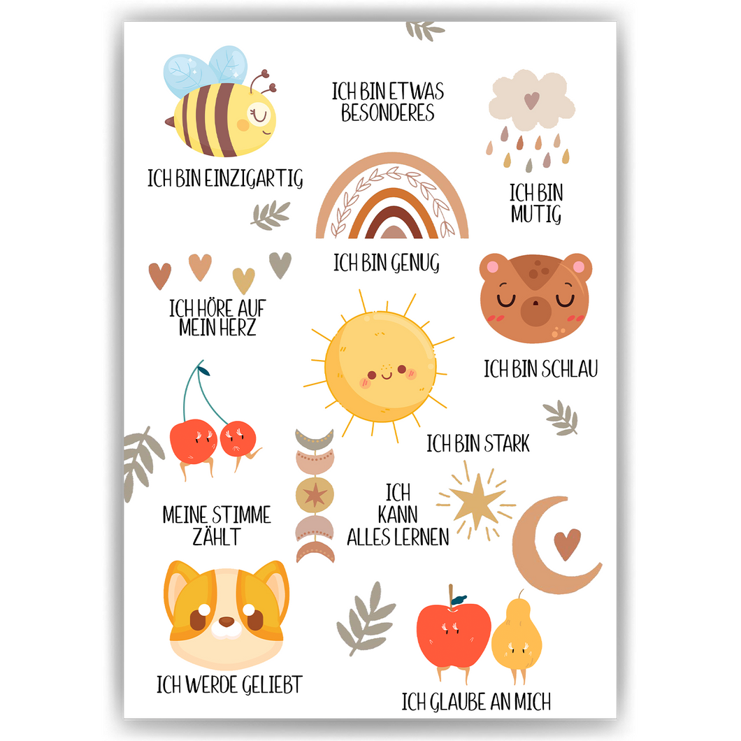 Affirmationsposter Geschenk Schulanfang positive Affirmation Einschulung