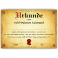 Ruhestand Urkunde Personalisiertes Geschenk zur Rente Abschiedsgeschenk Rentner