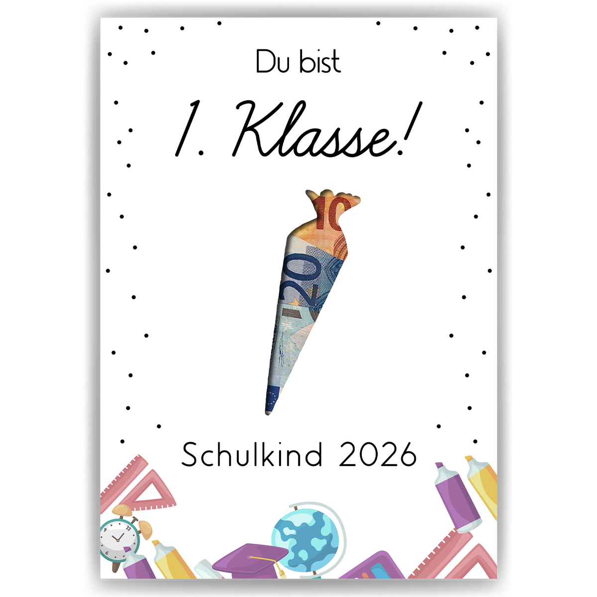 Personalisiertes Geldgeschenk zum Schulanfang 1. Klasse Schulkind Einschulung
