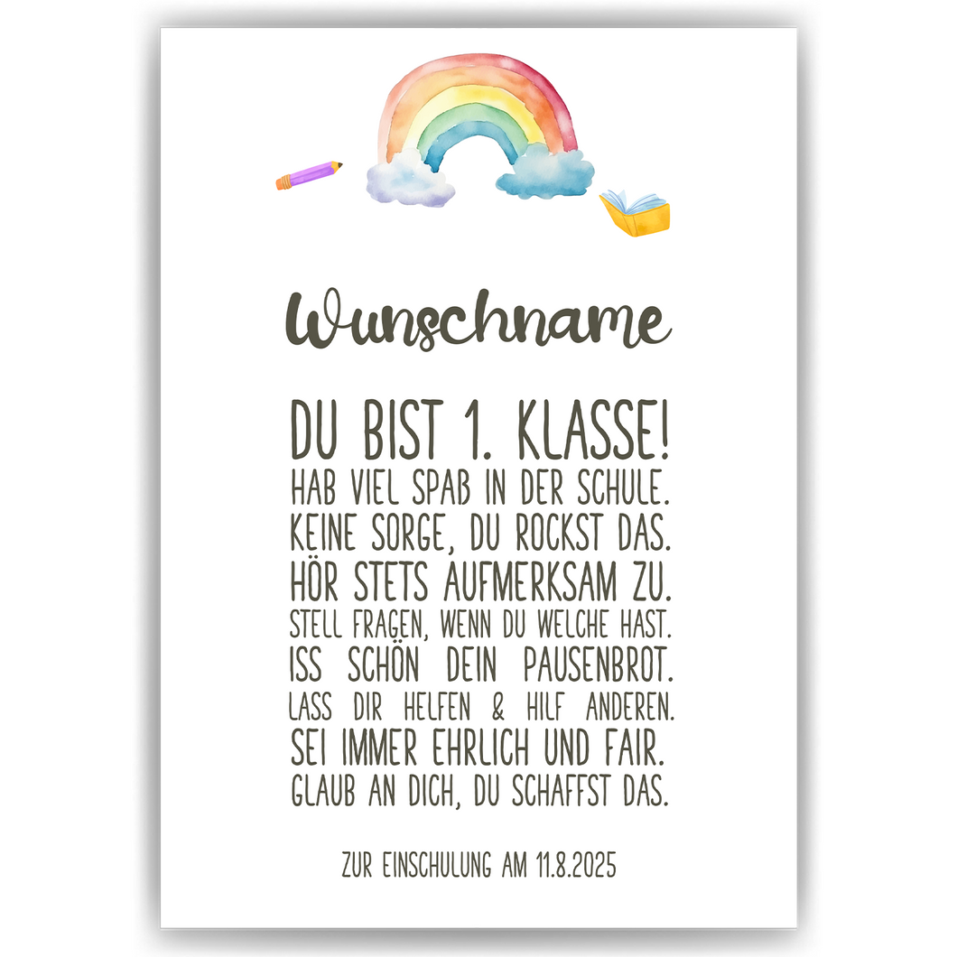 Geschenk zum Schulanfang Personalisiertes Affirmationsposter Einschulung