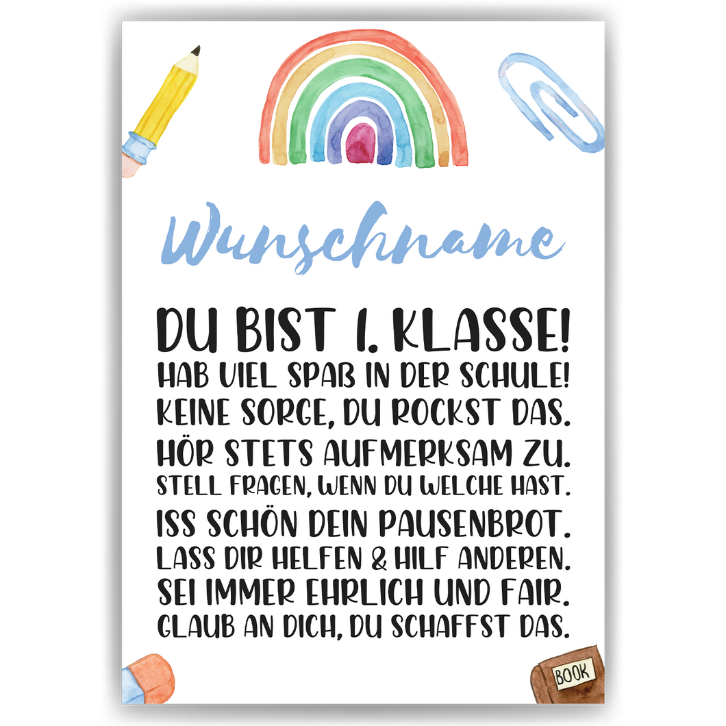 Personalisiertes Geschenk zum Schulanfang Affirmationsposter Einschulung
