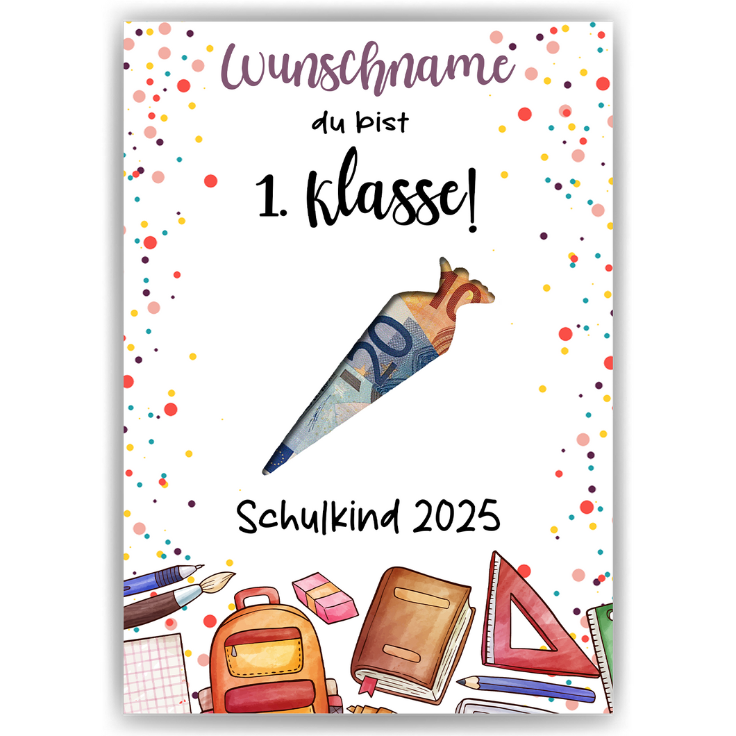 Personalisiertes Geldgeschenk Schulanfang Schultüte 1. Klasse Schulkind