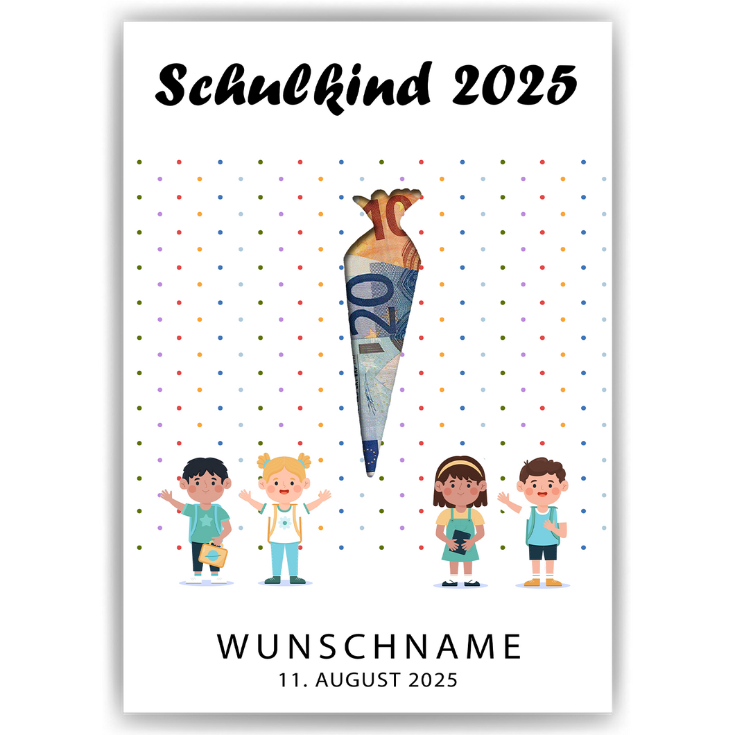 Geldgeschenk Einschulung Personalisiert Karte Schulanfang Schultüte
