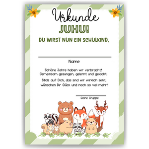 Urkunde zur Einschulung Kindergartenabschied Geschenkidee zum Schulanfang